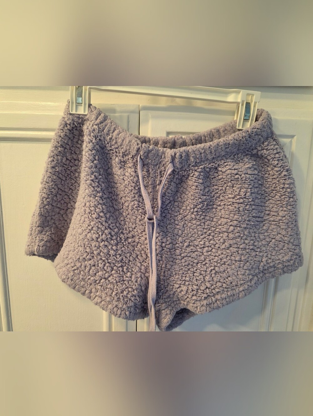 Plush Sherpa Shorts - Lavender Women's Cozy Lounge ~ Size Large